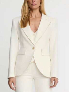 Tailored Cream Women's Blazer - Elegant Single-Button Jacket